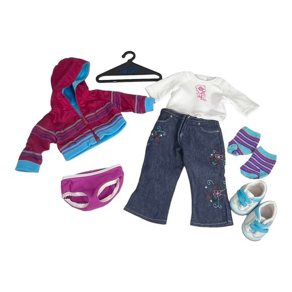 American Girl Today Doll Ready For Fun MEET OUTFIT + Hanger Top Jeans Shoes Coat - Picture 2 of 8